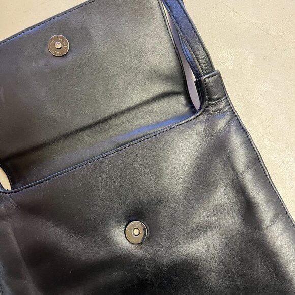 Women's Y2k 90s Guess Black Square Shoulder Bag Tote Faux Leather - Picture 4 of 7